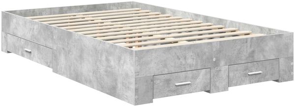 vidaXL Bettrahmen mit Kopfteil Beton Grau 135 x 190 cm Holzwerkstoff 3411317 Bild 6