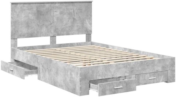 vidaXL Bettrahmen mit Kopfteil Beton Grau 135 x 190 cm Holzwerkstoff 3411317 Bild 5