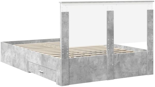 vidaXL Bettrahmen mit Kopfteil Beton Grau 135 x 190 cm Holzwerkstoff 3411317 Bild 10