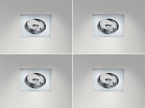 Eckige Einbaustrahler Decke im 4er Set schwenkbar Silber Chrom GU10