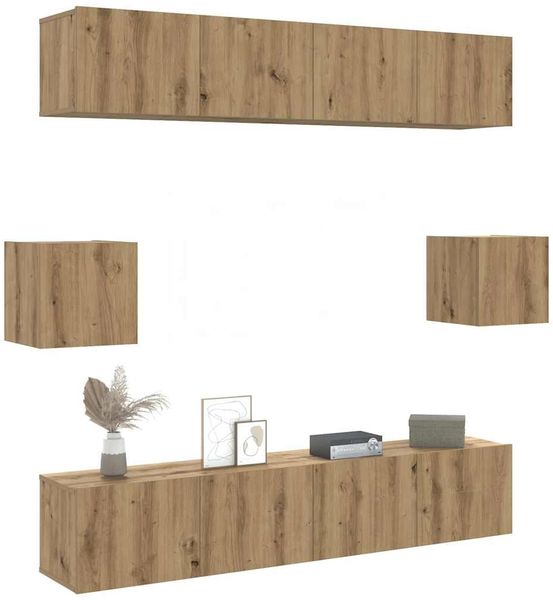 vidaXL 6-tlg. TV-Schrank-Set Wandmontage Artisan-Eiche Holzwerkstoff 3328990