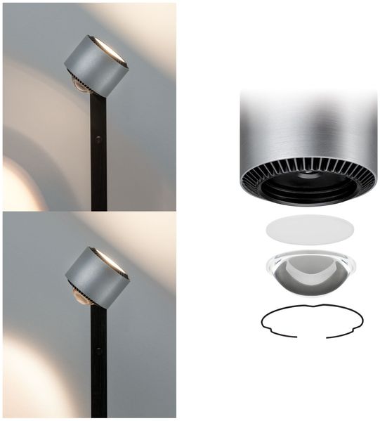 Paulmann 79717 LED Steh- und Leseleuchte Aldan dimmbar Schwarz Alu gebürstet