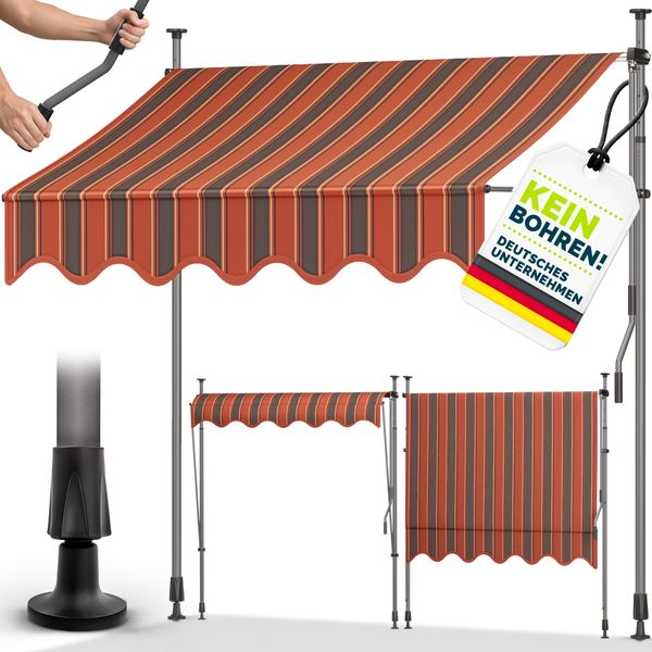 tillvex Balkonmarkise 350 cm Orange/Anthrazit Gelenkarm Markise Klemmmarkise Sonnenmarkise Balkon ohne Bohren