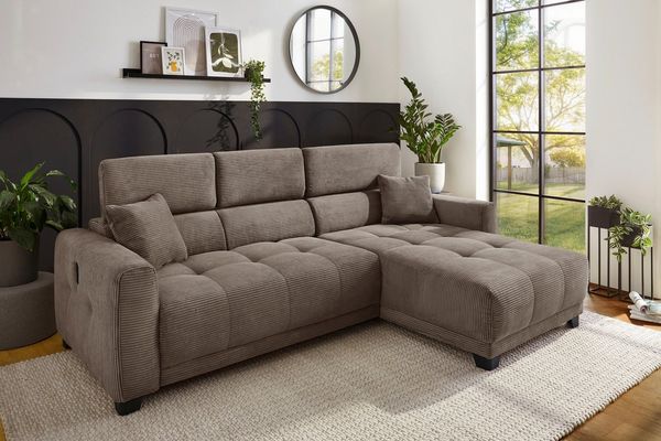 Jockenhöfer Gruppe Ecksofa Cremona L-Form, B: 263 cm, mit 30 cm elektr. Sitztiefenverstellung, 140kg Belastbarkeit je Sitz, Kopfteilverstellung & USB-Anschluss