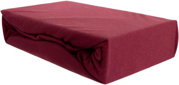 Jersey Spannbettlaken 100% Baumwolle 200-200x220 cm + 40 cm Rundumgummizug Bordeaux