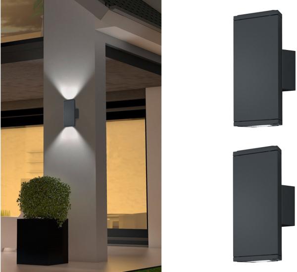 LED Außenwandleuchte Up-Down Light, IP54, Anthrazit - 2er Set