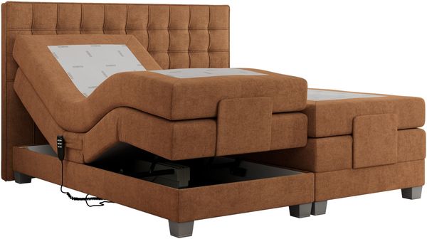 Boxspringbett elektrisch verstellbar, Schlafzimmerbett, Bettkasten - ELEKTRO - 200 x 200 cm - Orange Stoff - H4 Bild 5