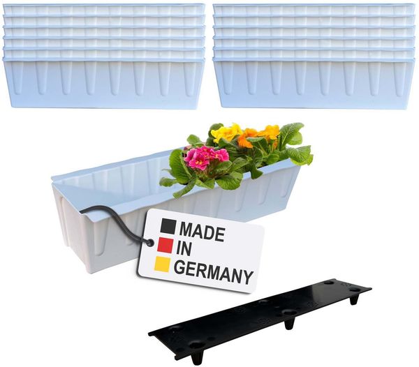 BURI 12 Euro-Paletten Blumenkästen-Einsätze inkl. Bewässerungsmatte | 37,3cm Weiß | Pflanzkasten für Europalette Palette | Balkonkasten | Blumentopf | aus stabilen Kunststoff | Made in Germany Bild 2