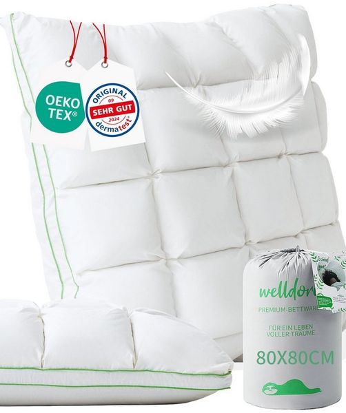 Welldora Kopfkissen Innovatives Puffwolken-Design für höchsten Komfort & Ergonomie, Füllung: 100% Federn, Mittelfestes Kissen fachärztl. geprüft, Oeko-Tex zert. in der Schweiz