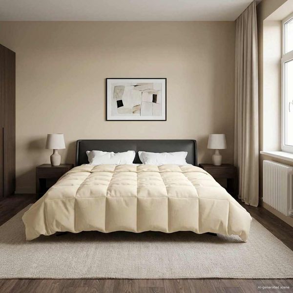vidaXL Ganzjahresbettdecke Gepolstert Creme 240 x 260 cm Mikrofaser 42026072