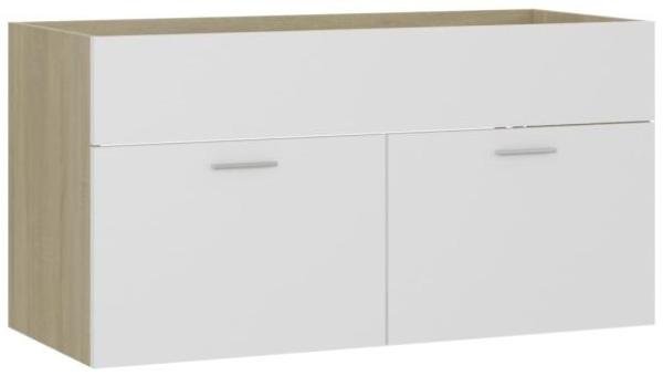 vidaXL Waschbeckenunterschrank Weiß Sonoma-Eiche 90x38,5x46 cm 804670