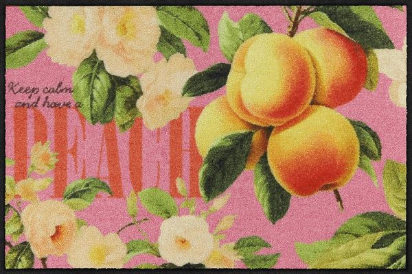 Salonloewe Fußmatte Salonloewe HAPPY PEACH Fußmatte Wohnmatte 50 x 75 cm, Rechteckig, Höhe: 7 mm, In- und Outdoor, waschbar bei 40° Grad und trocknergeeignet