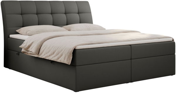 Boxspringbett Polsterbett mit Multipocket-Matratze und Topper - DIEGOS - 180x200cm - Dunkelgrau Kunstleder - H4 Bild 3