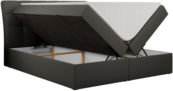 Boxspringbett Polsterbett mit Multipocket-Matratze und Topper - DIEGOS - 180x200cm - Dunkelgrau Kunstleder - H4 Bild 4