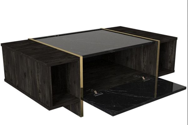 ibonto COUCHTISCH 103,8 x 37,3 x 60 cm Dunkelgrau Wohnzimmertisch (H 60 x T 37.3 x B 103.8 cm)