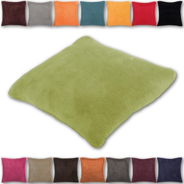 Kissenhülle Kuschel 30x30cm Kissenbezug Dekokissen Auswahl: grün - olivgrün ohne Füllung Bild 4