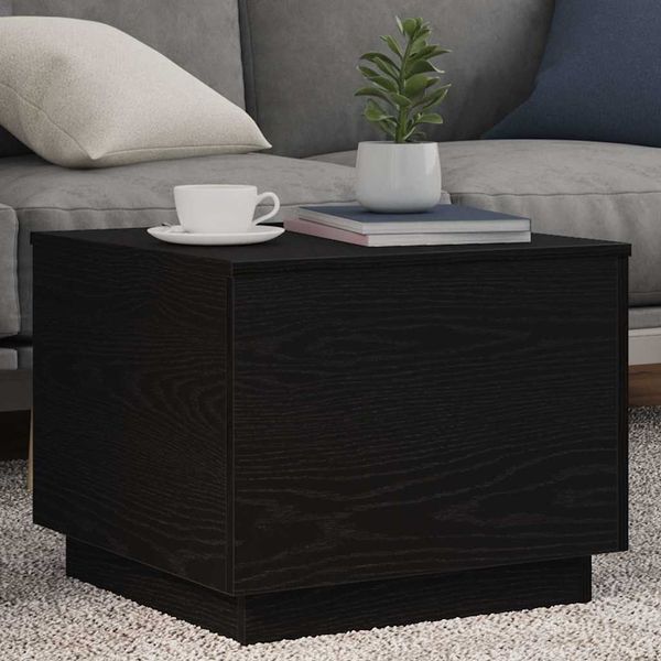 vidaXL Couchtisch mit LED-Leuchten Schwarz Eichen-Optik 50x50x40 cm 862259