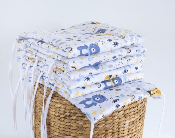 Loolay Bettnestchen 2026 TREND Muster Babybett BETTUMRANDUNG 420, 360, 210, 180 x 30cm, (Neugeborene Baby Erstausstattung PREMIUM Geschenk HASE, ROSE, IGEL, HERZ, Bärchen, Babybett Umrandung Kopfschutz Nestchen Babynest für Mädchen und Junge), 100% Eur...