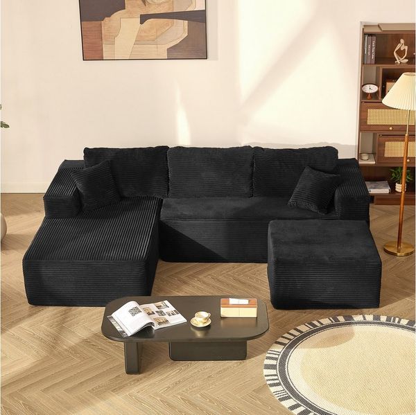 LITBIRD Ecksofa U-förmig 272 x 175 x 61 cm, modulares Oversize-Schlafsofa, montagefrei, mit Recamiere, extra tief sitzend, als Schlafsofa nutzbar