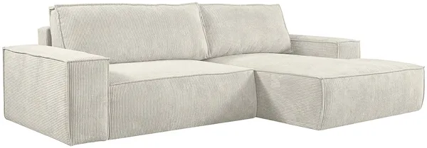 Vente-unique - Ecksofa mit Schlaffunktion - Ecke Links - Cord - Anthrazit - AMELIA