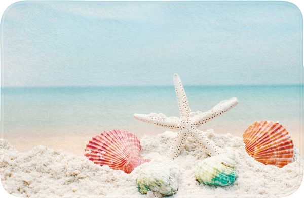 OnlyWow WC-Vorleger Strand - Seesterne - Muscheln - Meer, Höhe 10 mm, Polyester, Rechteckig, WC Teppich, Toilettenvorleger, Toilettenteppich, Badematte 60x40 cm
