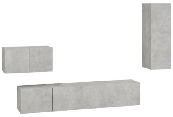 4-tlg. TV-Schrank-Set Betongrau Holzwerkstoff [3114337]