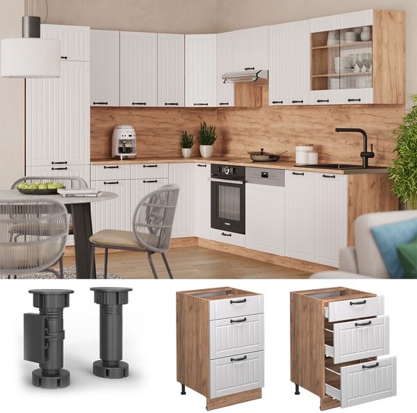 Küchenunterschrank Fame-Line Weiß Landhaus 50 cm , AP Anthrazit Vicco Bild 4