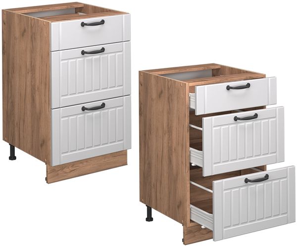 Küchenunterschrank Fame-Line Weiß Landhaus 50 cm , AP Anthrazit Vicco Bild 6
