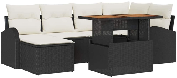 vidaXL Garten-Sofa-Set mit Kissen 7 pcs Schwarz und Creme 3349606