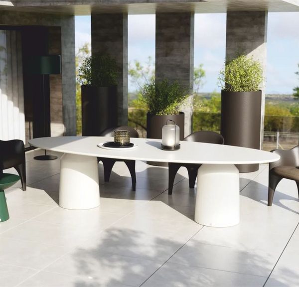 Casa Padrino Luxus Garten Esstisch Matt Weiß 300 cm - Garten & Hotel Möbel