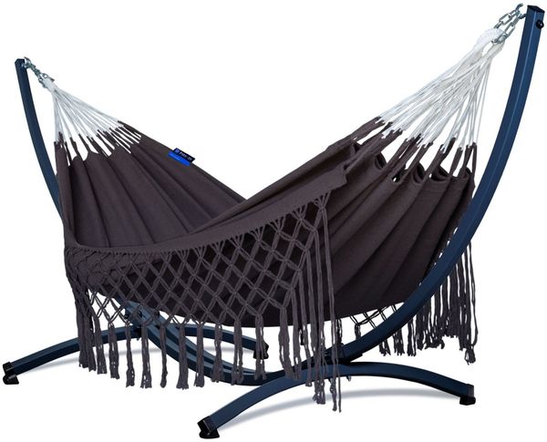 Potenza Hängematte mit Gestell – 220kg für 2 Personen I 100% Baumwolle Boho Medelin Hängematte - 230x160, 200kg I Cocoon - Coffee
