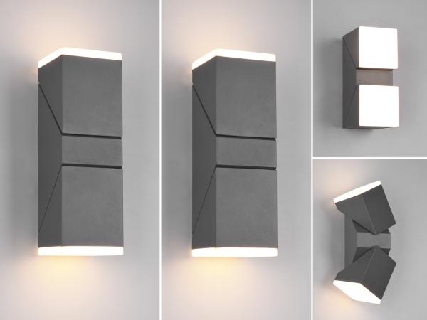 Schwenkbare LED Außenwandleuchten - 2er Set, Höhe 28cm, Anthrazit
