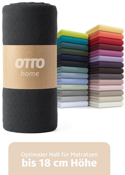 OTTO home Spannbettlaken PHYSALIS in BASIC und PREMIUM Qualität, 100% Baumwolle, Jersey (110 g/m), Gummizug: rundum, (2 Stück), für Matratzen bis 18 cm Höhe, Bettlaken, Spannbetttuch, pflegeleicht