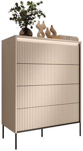 Compleo Kommode mit 4 Schubladen FLORE, Geräumig, modern und funktional, Schubladenschrank mit LED-Beleuchtung