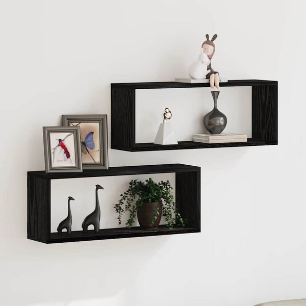 vidaXL Wandregale mit Regal 2 pcs Schwarz Eichen-Optik 60 x 15 x 23 cm 862645