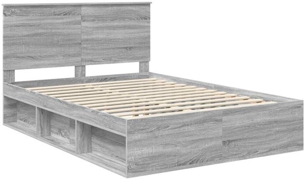 vidaXL Bettrahmen Graues Sonoma 140 x 190 cm Massives Kiefernholz 3411015 Bild 4