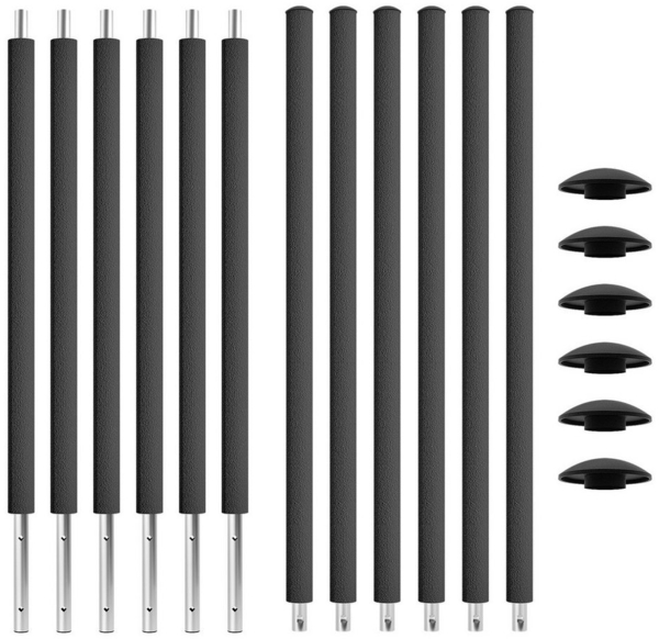 KINETIC SPORTS Trampolin Netzstangen Komplett-Set – Ersatzteil für Gartentrampolin, Ersatz Stangen Netzpfosten inkl. Schaumstoff und Abdeckkappen, 6 Stück, 180 cm Höhe, Ø 25 mm