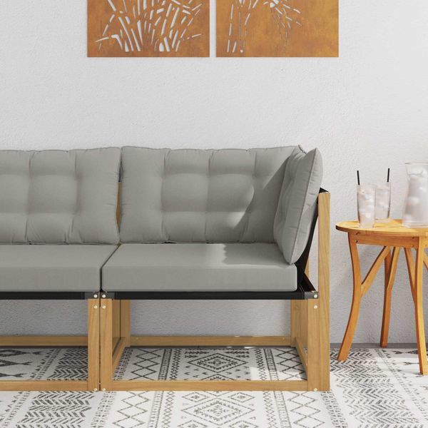 vidaXL Outdoor Ecksofa Massives Akazienholz und Textilene Weiß 901642