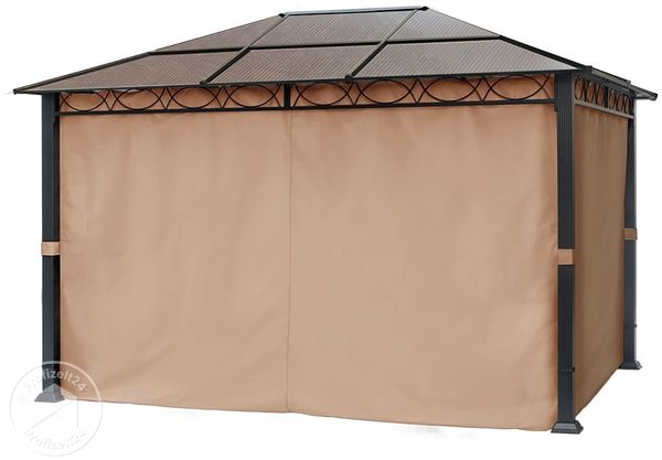 TOOLPORT 4 Seitenteile für Gartenpavillon Rendezvous Deluxe 4x4 m - Polyester ca. 160 g/m² - mit Reißverschluss - Cappuccino