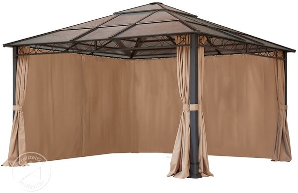 TOOLPORT 4 Seitenteile für Gartenpavillon Rendezvous Deluxe 4x4 m - Polyester ca. 160 g/m² - mit Reißverschluss - Cappuccino Bild 3