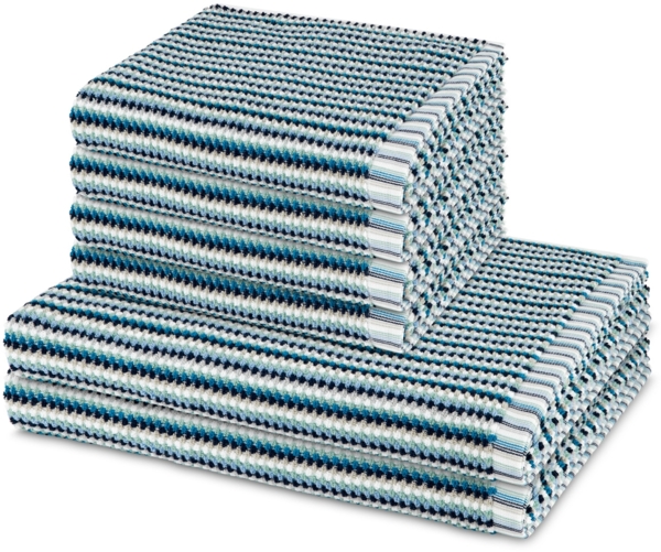 Möve Bliss 6 tlg. Frottier-Set - 4 X Handtuch (50 X 100cm), 2 X Duschtuch (67 X 140cm) - 500 - Blau / grün