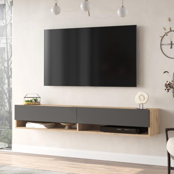 Fernsehtisch Laitila 180x31,5x29,5cm Eiche/Anthrazit [en. casa]