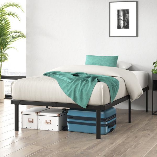 ZINUS Bettgestell "Noah" - moderner Bettrahmen mit Lattenrost, Gästebett (Packung, 1-tlg, Metallbett, Schwarz, 140x200 cm), Kinderleichter Aufbau
