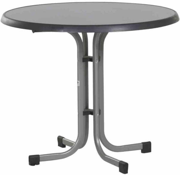 SIEGER Boulevard-Klapptisch, Ø 86x72 cm, graphit Gestell aus Stahl in graphit, Tischplatte aus Mecalit®-Pro in anthrazit