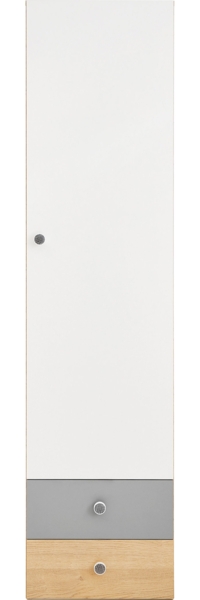 Kleiderschrank Pezru PX4 (Farbe: Biskuit Eiche / Biskuit Eiche + Weiß Lux + Grau)