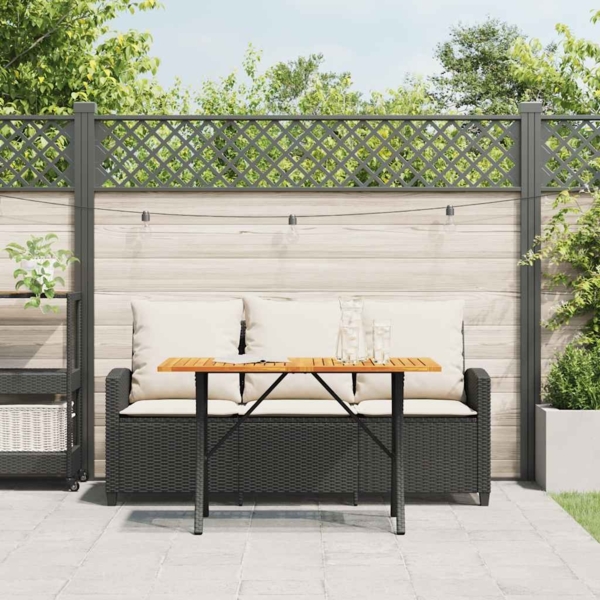 vidaXL Gartensofa 3-Sitzer mit Kissen & Tisch Schwarz Poly Rattan 4103854 Bild 3