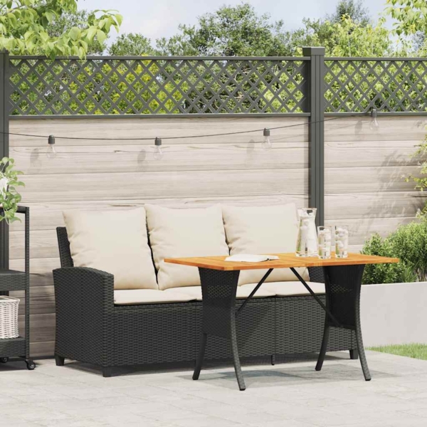 vidaXL Gartensofa 3-Sitzer mit Kissen & Tisch Schwarz Poly Rattan 4103854 Bild 2