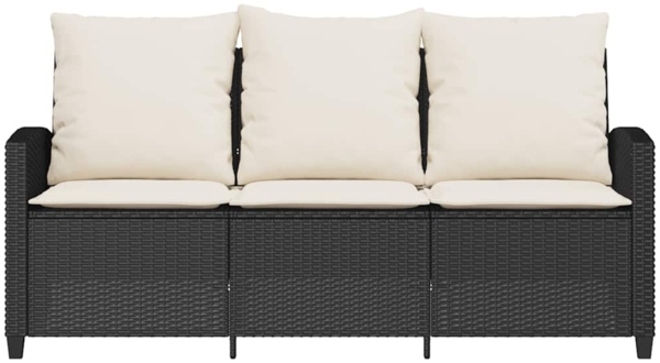 vidaXL Gartensofa 3-Sitzer mit Kissen & Tisch Schwarz Poly Rattan 4103854 Bild 5