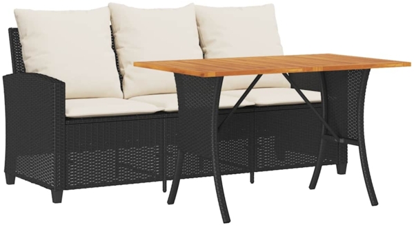 vidaXL Gartensofa 3-Sitzer mit Kissen & Tisch Schwarz Poly Rattan 4103854 Bild 1