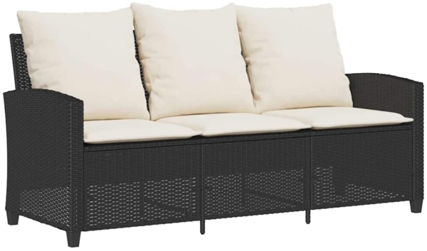 vidaXL Gartensofa 3-Sitzer mit Kissen & Tisch Schwarz Poly Rattan 4103854 Bild 4